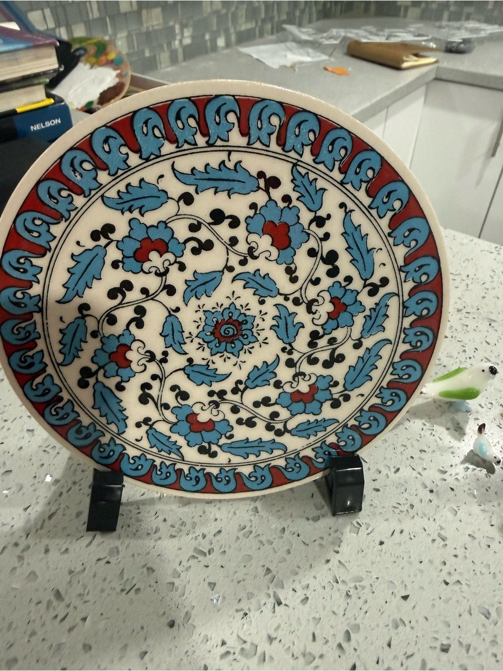 Blue and Red Floral Decorative Ceramic Plate and other decorative chinese style